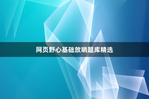 网页野心基础放哨题库精选