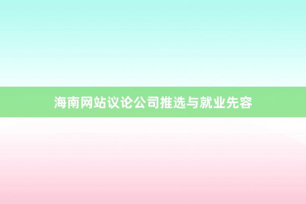海南网站议论公司推选与就业先容
